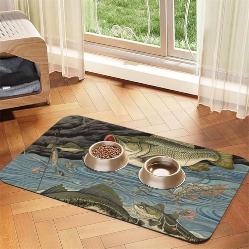 Super saugfähige Hundefuttermatte, Angel-Haustier-Futtermatte für Futter- und Wassernäpfe, rutschfest, wasserdicht, Platzierungspad für Böden, schnell trocknende Wasserspendermatte für Hunde, Welpen von KLLTYHMU