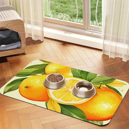 Super saugfähige Hundefuttermatte, Aquarell, Zitrone, Obst, Haustier-Futtermatte für Futter- und Wassernäpfe, rutschfest, wasserdicht, Platzierunterlage für Böden, schnell trocknende Super saugfähige Hundefuttermatte, Aquarell, Zitrone, Obst, Haustier-Futtermatte für Futter- und Wassernäpfe, rutschfest, wasserdicht, Platzierunterlage für Böden, schnell trocknende von KLLTYHMU