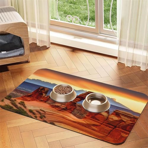 Super saugfähige Hundefuttermatte, Arches National Park Pet Feeding Mat for Food and Water Bowls Non-Slip Waterproof Placement Pad for Floors Quick Dry Water Dispenser Mat for Dogs Puppy Cats Super saugfähige Hundefuttermatte, Arches National Park Pet Feeding Mat for Food and Water Bowls Non-Slip Waterproof Placement Pad for Floors Quick Dry Water Dispenser Mat for Dogs Puppy Cats von KLLTYHMU