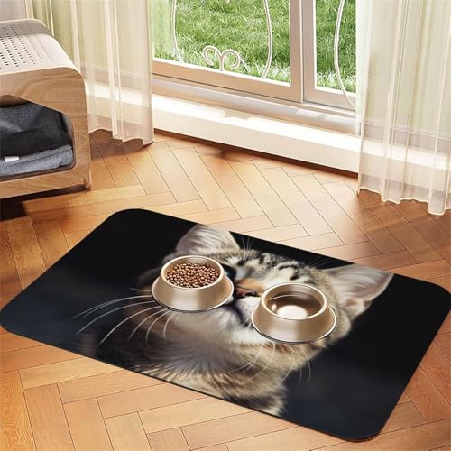 Super saugfähige Hundefuttermatte, Katzen-Haustier-Futtermatte für Futter- und Wassernäpfe, rutschfest, wasserdicht, Platzierungspad für Böden, schnell trocknende Wasserspendermatte für Hunde, Welpen von KLLTYHMU