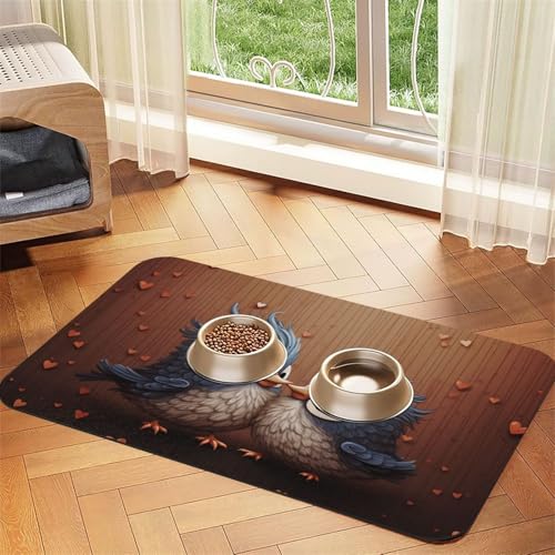 Super saugfähige Hundefuttermatte, Love Birdie Stripe Pet Feeding Mat for Food and Water Bowls Non-Slip Waterproof Placement Pad for Floors Quick Dry Water Dispenser Mat for Dogs Puppy Cats Super saugfähige Hundefuttermatte, Love Birdie Stripe Pet Feeding Mat for Food and Water Bowls Non-Slip Waterproof Placement Pad for Floors Quick Dry Water Dispenser Mat for Dogs Puppy Cats von KLLTYHMU