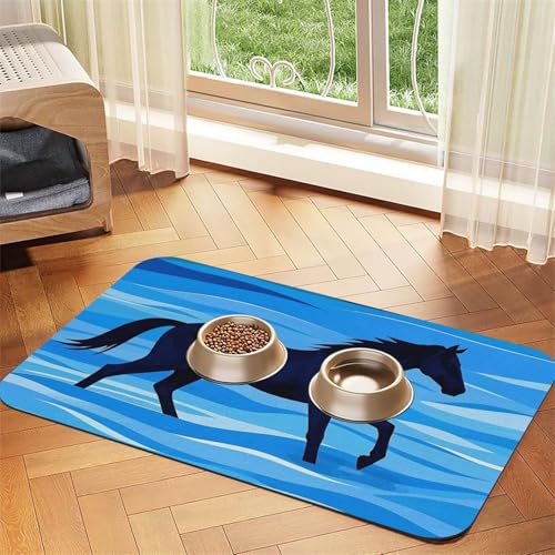 Super saugfähige Hundefuttermatte, Überqueren Sie den Fluss auf dem Pferd, Haustier-Futtermatte für Futter- und Wassernäpfe, rutschfest, wasserdicht, Platzierungspad für Böden, schnell trocknende Super saugfähige Hundefuttermatte, Überqueren Sie den Fluss auf dem Pferd, Haustier-Futtermatte für Futter- und Wassernäpfe, rutschfest, wasserdicht, Platzierungspad für Böden, schnell trocknende von KLLTYHMU