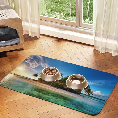 Super saugfähige Hundefuttermatte, Überseeinseln, Haustier-Futtermatte für Futter- und Wassernäpfe, rutschfest, wasserdicht, Platzierungspad für Böden, schnell trocknende Wasserspendermatte für Hunde Super saugfähige Hundefuttermatte, Überseeinseln, Haustier-Futtermatte für Futter- und Wassernäpfe, rutschfest, wasserdicht, Platzierungspad für Böden, schnell trocknende Wasserspendermatte für Hunde von KLLTYHMU