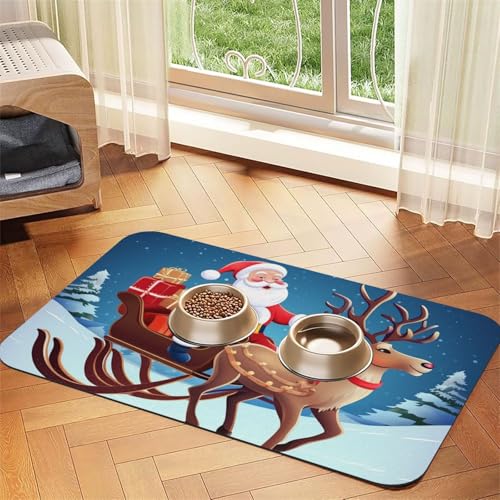 Super saugfähige Hundefuttermatte, Weihnachtsmann, Hirsch, Haustier-Futtermatte für Futter- und Wassernäpfe, rutschfest, wasserdicht, Platzierungspad für Böden, schnell trocknende Wasserspendermatte Super saugfähige Hundefuttermatte, Weihnachtsmann, Hirsch, Haustier-Futtermatte für Futter- und Wassernäpfe, rutschfest, wasserdicht, Platzierungspad für Böden, schnell trocknende Wasserspendermatte von KLLTYHMU