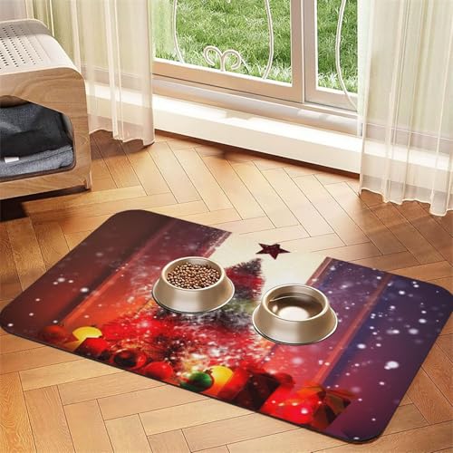 Super saugfähige Hundefuttermatte, Weihnachtsparty, Haustier-Futtermatte für Futter- und Wassernäpfe, rutschfest, wasserdicht, Platzierungspad für Böden, schnell trocknende Wasserspendermatte für Super saugfähige Hundefuttermatte, Weihnachtsparty, Haustier-Futtermatte für Futter- und Wassernäpfe, rutschfest, wasserdicht, Platzierungspad für Böden, schnell trocknende Wasserspendermatte für von KLLTYHMU