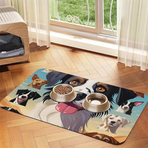 Super saugfähige Hundefuttermatte, die Hunderasse Haustier-Füttermatte für Futter- und Wassernäpfe, rutschfest, wasserdicht, Platzierungspad für Böden, schnell trocknende Wasserspendermatte für Hunde von KLLTYHMU