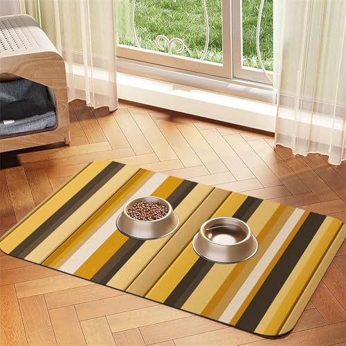 Super saugfähige Hundefuttermatte, gelbe Streifen, Haustier-Futtermatte für Futter- und Wassernäpfe, rutschfest, wasserdicht, Platzierungspad für Böden, schnell trocknende Wasserspendermatte für Hunde Super saugfähige Hundefuttermatte, gelbe Streifen, Haustier-Futtermatte für Futter- und Wassernäpfe, rutschfest, wasserdicht, Platzierungspad für Böden, schnell trocknende Wasserspendermatte für Hunde von KLLTYHMU