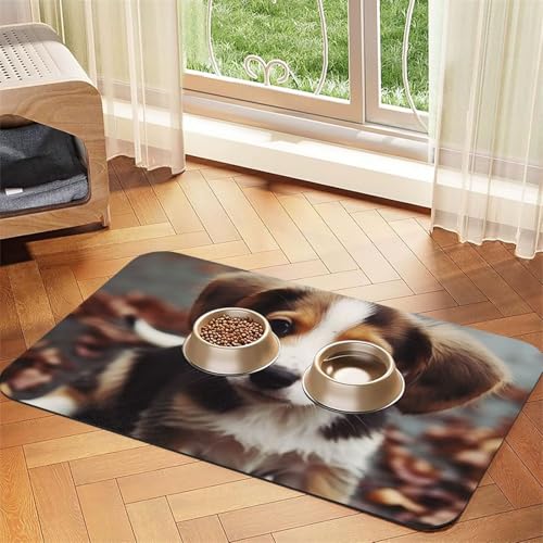 Super saugfähige Hundefuttermatte, niedliche Futtermatte für Futter- und Wassernäpfe, rutschfest, wasserdicht, Platzierungspad für Böden, schnell trocknende Wasserspendermatte für Hunde, Welpen Super saugfähige Hundefuttermatte, niedliche Futtermatte für Futter- und Wassernäpfe, rutschfest, wasserdicht, Platzierungspad für Böden, schnell trocknende Wasserspendermatte für Hunde, Welpen von KLLTYHMU