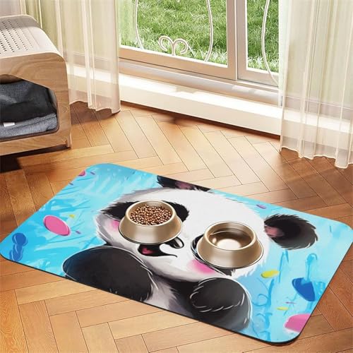 Super saugfähige Hundefuttermatte, niedlicher Panda, Haustier-Futtermatte für Futter- und Wassernäpfe, rutschfest, wasserdicht, Platzierungspad für Böden, schnell trocknende Wasserspendermatte für Super saugfähige Hundefuttermatte, niedlicher Panda, Haustier-Futtermatte für Futter- und Wassernäpfe, rutschfest, wasserdicht, Platzierungspad für Böden, schnell trocknende Wasserspendermatte für von KLLTYHMU