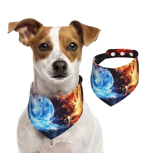 Wasser- und Feuer-Hundehalstuch, Sommerhalstücher für Hunde, waschbar, verstellbar, Dreieckstuch für mittelgroße und große Hunde, Welpen und Katzen, Größe M Wasser- und Feuer-Hundehalstuch, Sommerhalstücher für Hunde, waschbar, verstellbar, Dreieckstuch für mittelgroße und große Hunde, Welpen und Katzen, Größe M von KLLTYHMU