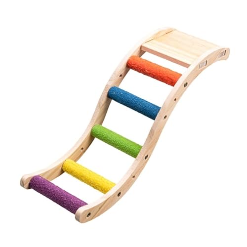 Buntes Vogelpfoten-Schleifspielzeug, Holz, Papageien-Sitzstange, Leiter mit rutschfestem Quarz-Sandkäfig, Vogelspielzeug, Holz, Papageien-Sitzstange, Papageienspielzeug von KLOVA
