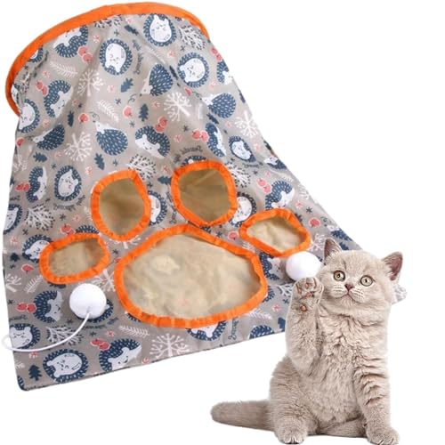KLROSCAYI Katzentunnel-Tasche, Spielzeug, Kitty-Haustier-Tunnel, zusammenklappbar, zum Selbstverstecken und Spielen für den Innenbereich, Peekaboo interaktives Katzenhöhlenspielzeug, mit 1 kleinen von KLROSCAYI