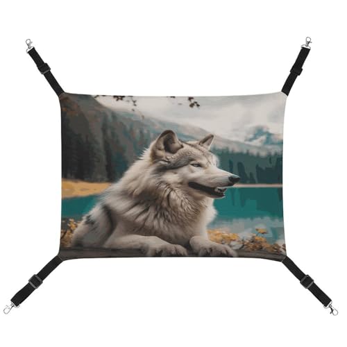 KLSVTMEA Haustierkäfig-Hängematte, lustiges Tierwolf-bedrucktes hängendes Haustierbett, Haustierschaukel ist geeignet für Katzen, Hunde oder andere kleine Haustiere und ist die beste Wahl für von KLSVTMEA