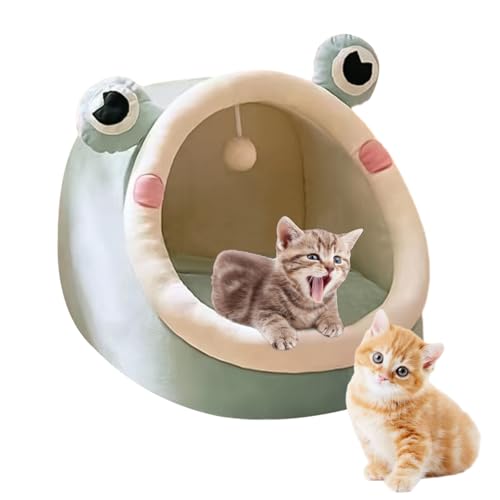 Katzenhöhlenbett - Katzenverstecke für Wohnungskatzen | Halbgeschlossenes Schlafnest, Welpenhaus mit abnehmbarem Kissen, Schlafbett für Katzen und kleine Hunde Klufo von KLUFO