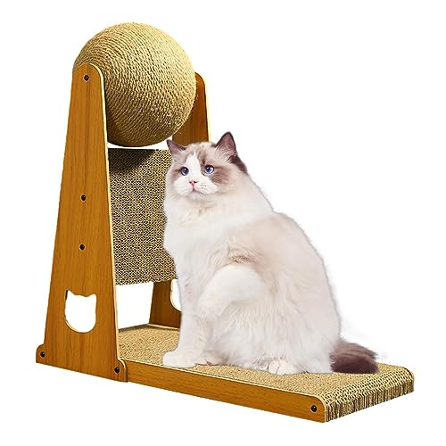 L-förmiger Katzenkratzer,Stilvolle Katzenkratzer mit Kratzball | Vertikaler Katzenkratzer, kratzfestes Katzenkratzbrett zum Schutz des Sofas von KLUFO
