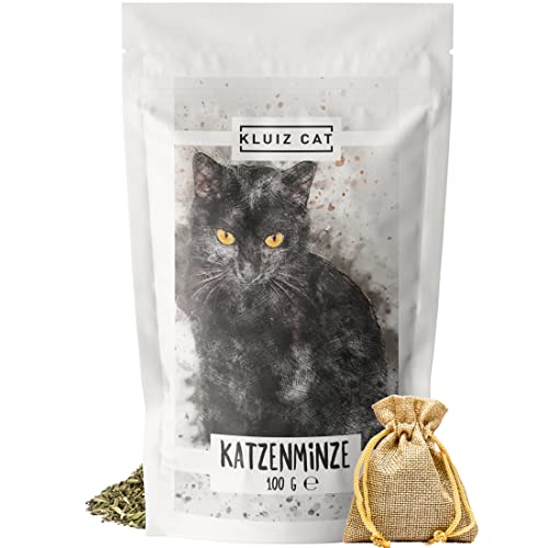 KLUIZ CAT - XXXL 100 Gramm Katzenminze getrocknet mit nachfüllbarem Säckchen I Catnip Katzenminze aus Frankreich von KLUIZ