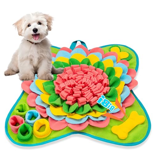 Schnüffelmatte für Haustiere, Blumenform, dünne Hundematte, langsames Füttern, interaktives Hunde-Puzzle-Spielzeug für kleine Hunde, Haustier-Trainingszubehör (Grün) von KM-P