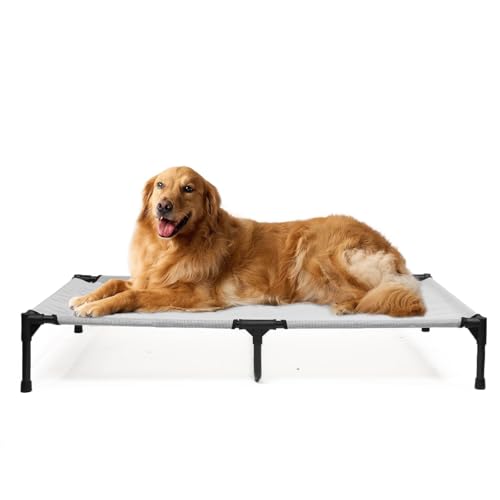 KMFYZYE Erhöhtes Hundebett, XL, extra groß, erhöhtes Hundebett, mit waschbarem Netz und rutschfesten Füßen, Haustier-Hängematte, Hunde-Trampolin-Bett, Outdoor, Grau KMFYZYE Erhöhtes Hundebett, XL, extra groß, erhöhtes Hundebett, mit waschbarem Netz und rutschfesten Füßen, Haustier-Hängematte, Hunde-Trampolin-Bett, Outdoor, Grau von KMFYZYE