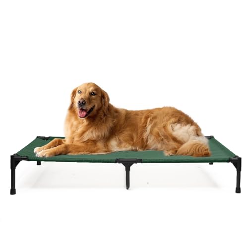 KMFYZYE XL-erhöhtes kühlendes Hundebett, 130 cm, großes erhöhtes Bett für Hunde mit Rahmen, atmungsaktivem Netzgewebe und rutschfesten Füßen, angehobenes Haustierbett außerhalb des Bodens (XL, Grün) KMFYZYE XL-erhöhtes kühlendes Hundebett, 130 cm, großes erhöhtes Bett für Hunde mit Rahmen, atmungsaktivem Netzgewebe und rutschfesten Füßen, angehobenes Haustierbett außerhalb des Bodens (XL, Grün) von KMFYZYE