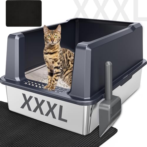 KMNSUN Katzentoilette aus Edelstahl, Katzentoilette mit Griff-XXXL KMNSUN Katzentoilette aus Edelstahl, Katzentoilette mit Griff-XXXL von KMNSUN