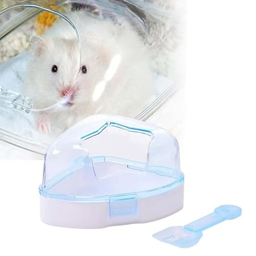 KMOCEPLY Kleintiersandbad-Box mit Sandschaufel, Hamster Badezimmer, Sandbad Container Toilette, Transparenter Duschraum, für Mäuse, Lemminge, Gerbils oder andere kleine Haustiere (1 Stück Blau) von KMOCEPLY