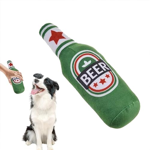 KMOCEPLY Quietschendes Hundespielzeug, Bierflaschen, Hundespielzeug, interaktives Kauspielzeug für Bordüre, Bierflasche, Plüsch, Welpenspielzeug, tragbar, lustig, niedlich, Plüsch-Hundespielzeug, von KMOCEPLY