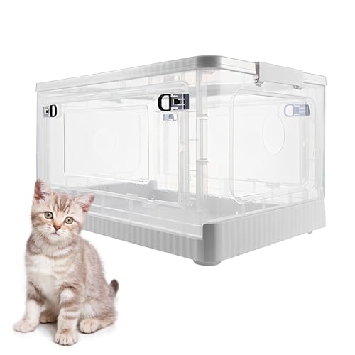 Haustier-Trocknungsbox mit Rädern, Faltbar, Völlig Transparent, für Haustiere, Trockenraum für Katzen, Hunde, Kaninchen (M(53 * 37 * 31cm)) von KMQRDZi