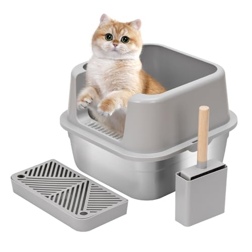 Katzentoilette Edelstahl, Offene Streu-Box aus Edelstahl, 41 * 41cm, Mit großer Katzenstreu Schaufel,Anti-Leckage Sand Pedal, Langlebiger Edelstahl, Hohen Wandkanten, Antihaftbeschichtet Katzentoilette Edelstahl, Offene Streu-Box aus Edelstahl, 41 * 41cm, Mit großer Katzenstreu Schaufel,Anti-Leckage Sand Pedal, Langlebiger Edelstahl, Hohen Wandkanten, Antihaftbeschichtet von KMQRDZi