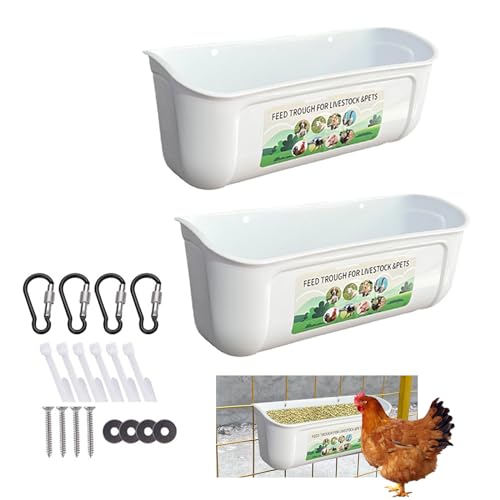 Neue große Hühnerfütterung, Zaun hängende Hühnerfütterung, große Kapazität Futtertrog Trog, Outdoor-Geflügel Futter und Wasser, Futter Hühner, Enten, Gänse, Hunde, Kühe und Schafe (2 Stück, Weiß) Neue große Hühnerfütterung, Zaun hängende Hühnerfütterung, große Kapazität Futtertrog Trog, Outdoor-Geflügel Futter und Wasser, Futter Hühner, Enten, Gänse, Hunde, Kühe und Schafe (2 Stück, Weiß) von KMQRDZi