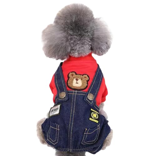 Kleiner Hundeanzug für Jungen und Mädchen, Frühlingshemden, Denim-Lätzchen, 2 Taschen, Jumpsuit, Katzen und Hunde, einteilige Kleidung, Chihuahua-Kostüm, geeignet für mittelgroße Haustiere Kleiner Hundeanzug für Jungen und Mädchen, Frühlingshemden, Denim-Lätzchen, 2 Taschen, Jumpsuit, Katzen und Hunde, einteilige Kleidung, Chihuahua-Kostüm, geeignet für mittelgroße Haustiere von KMXMINOZY