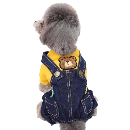 Kleiner Hundeanzug für Jungen und Mädchen, Frühlingshemden, Denim-Lätzchen, 2 Taschen, Jumpsuit, Katzen und Hunde, einteilige Kleidung, Chihuahua-Kostüm, geeignet für mittelgroße Haustiere Kleiner Hundeanzug für Jungen und Mädchen, Frühlingshemden, Denim-Lätzchen, 2 Taschen, Jumpsuit, Katzen und Hunde, einteilige Kleidung, Chihuahua-Kostüm, geeignet für mittelgroße Haustiere von KMXMINOZY
