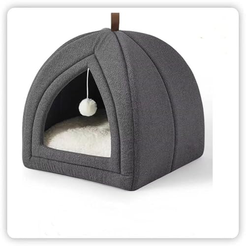 Niedliches Katzenbett - 2-in-1 Katzenhöhlenbett für Kätzchen und kleine Haustiere mit abnehmbaren und waschbaren gepolsterten Kissen, bequemes Kätzchen-Zelt mit rutschfester Unterseite von KMXMINOZY