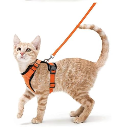 Pet Supplies Brustgeschirr für Katzen und Katzen, atmungsaktiv, reflektierend, reißfest, Leine für kleine Katzen von KMXMINOZY