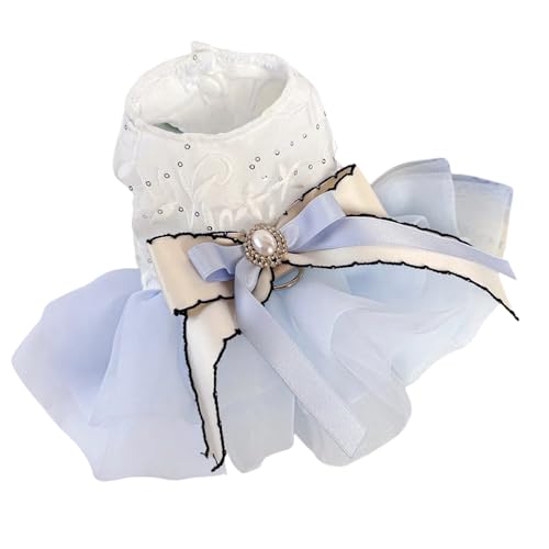 Sommer-Prinzessinnenkleid für kleine und mittelgroße Hündinnen, mit süßer Schleife, Rose, Spitze, Weiß Sommer-Prinzessinnenkleid für kleine und mittelgroße Hündinnen, mit süßer Schleife, Rose, Spitze, Weiß von KMXMINOZY