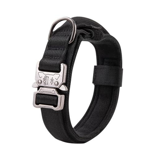 Taktisches Hundehalsband, Nylon, verstellbares Trainingshalsband, Militär-Hundehalsband, robuste Metallschnalle, Griff, geeignet für mittelgroße und große Hunde Taktisches Hundehalsband, Nylon, verstellbares Trainingshalsband, Militär-Hundehalsband, robuste Metallschnalle, Griff, geeignet für mittelgroße und große Hunde von KMXMINOZY
