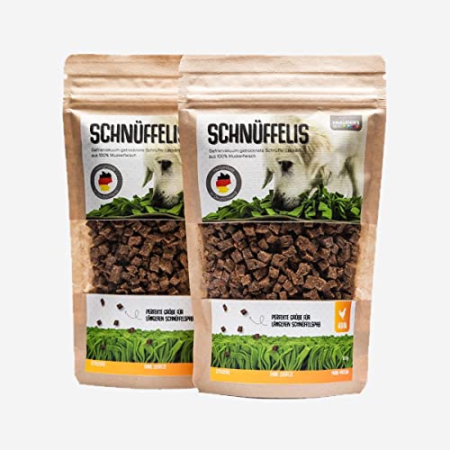 KNAUDER'S Best - Hundeleckerli Schnüffelis - 2X 100g Huhn Snacks - Hunde Leckerlis aus 100% Fleisch - Hundeleckerli getreidefrei, glutenfrei, ohne chemische Zusatzstoffe - Leckereien für Hunde von KNAUDER´S BEST