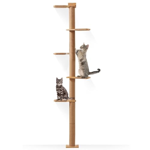 KOAVAE 5-etagiger Kratzbaum für Katzen, 206 cm hoch, wandmontierter Aktivitätsbaum mit Kratzsäule, aus stabilem Holz und Hanfseil, für Klettern, Kratzen und Spielen Ihrer Katze KOAVAE 5-etagiger Kratzbaum für Katzen, 206 cm hoch, wandmontierter Aktivitätsbaum mit Kratzsäule, aus stabilem Holz und Hanfseil, für Klettern, Kratzen und Spielen Ihrer Katze von KOAVAE