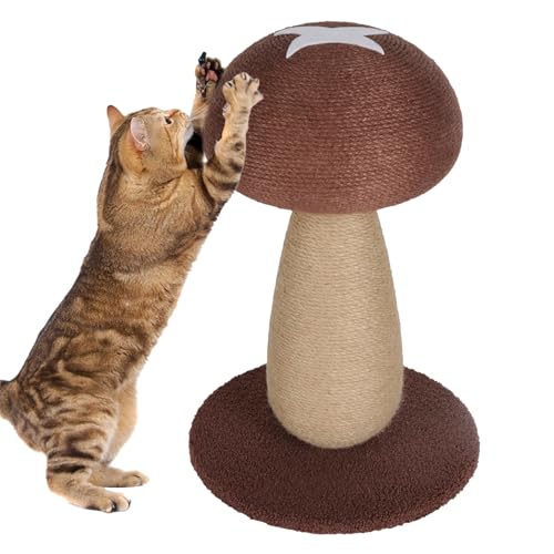 KOAVAE Holz Pilz-Katzenkratzer mit Sisalseil, 50cm Multifunktionaler Katzenkratzbaum, Stabile Bodenaufstellung Katzenspielzeug, Katzenspielzeug für Wohnungskatzen von KOAVAE