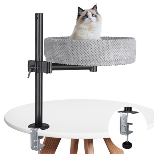 KOAVAE Katzenbett für Schreibtisch, 360° drehbar & höhenverstellbar, Kein Bohren, Schreibtisch Erhöhtes Katzenhaus, weiches Katzenhängematte, bis 15kg, Grau KOAVAE Katzenbett für Schreibtisch, 360° drehbar & höhenverstellbar, Kein Bohren, Schreibtisch Erhöhtes Katzenhaus, weiches Katzenhängematte, bis 15kg, Grau von KOAVAE