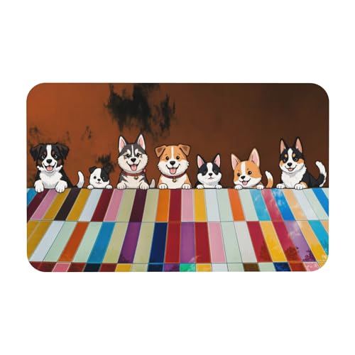 40,6 x 61 cm – große Futtermatte für Hunde, saugfähige Matten für Hundefutter und Wassernapf, Haustier-Tischset für Hunde, Katzen, Welpenzubehör – (viele süße Welpen) von KOBWOPI