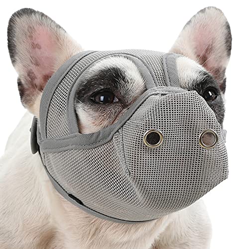KOCAN Maulkorb Atmungsaktives Mesh für Hunde mit kurzer Schnauze Verhindert beißendes Bellen von KOCAN