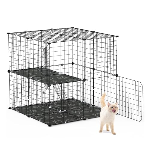 KOCASO Katzenkäfig mit Leiter, 2-stöckiger Katzenlaufstall, geräumige Katzenbox für 1-2 Katzen, Kleintierkäfig für Frettchen, Kaninchen & mehr, einfach zu montieren, abnehmbar und leicht zu reinigen KOCASO Katzenkäfig mit Leiter, 2-stöckiger Katzenlaufstall, geräumige Katzenbox für 1-2 Katzen, Kleintierkäfig für Frettchen, Kaninchen & mehr, einfach zu montieren, abnehmbar und leicht zu reinigen von KOCASO