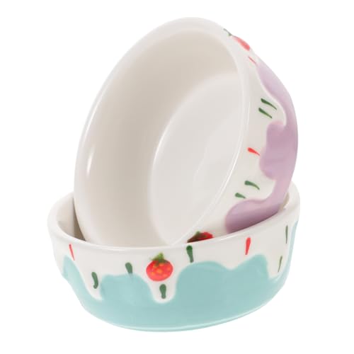 KOCKSHION 2 Stück Keramik Futternapf Klein rutschfest Kippsicher Futter Wasserschale für Hamster Meerschweinchen Kaninchen Igel Nagetiere Kleintiere von KOCKSHION