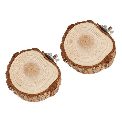 KOCKSHION 2 Stück Natürliche Vogelspielzeug Holzplattformen aus Robustem Naturholz rutschfeste Sitzstangen für Papageien Wellensittiche Hamster und Kleine Haustiere Langlebig und Vielseitig von KOCKSHION