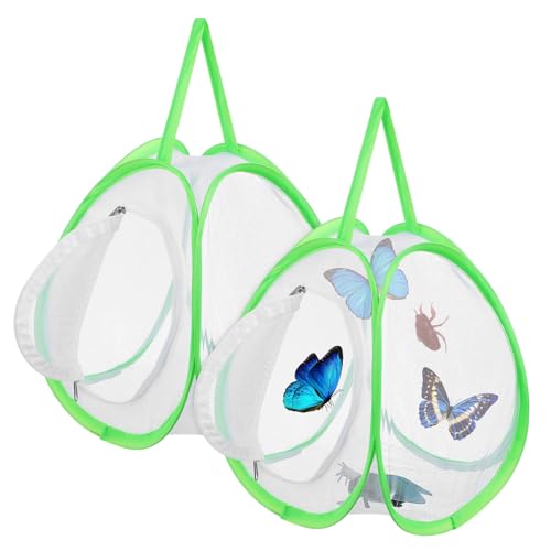 KOCKSHION 2stücke Schmetterlingskäfig Mit Transparentem Netz Für Schmetterlinge Und Springspinnen Geräumig Und Atmungsaktiv Als Habitat Für Raupen Und Insekten von KOCKSHION