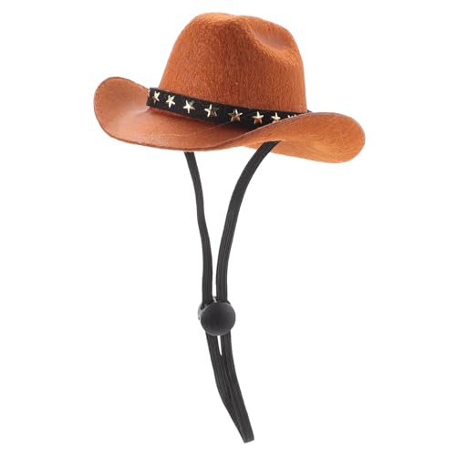 KOCKSHION Hund Cowboyhut mit dekorativem Band Dekorativer Party Haustierhut für Kleine Hunde und Katzen Bequemes Material Modisches Fotoaccessoire für Festlichkeiten und Alltag von KOCKSHION