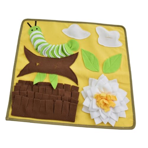 KOCKSHION Snuffle Mat für Hunde Beißfeste Futtersuche Matte Stressabbau Interaktives Futterspielzeug Waschbar Gelb Fördert Langsames Fressen und Geistige Aktivität von KOCKSHION