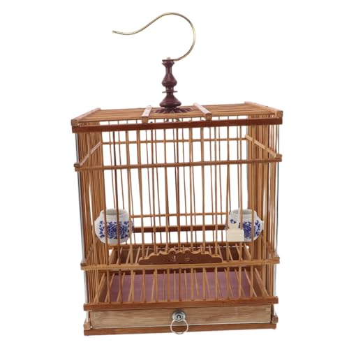 KOCKSHION Vogelkäfig Rechteckig Carbonisiertes Stabiler Nistkasten für Wellensittiche Zosterops Kanarienvögel Eleganter Vintage Käfig für Garten Balkon Büro Praktisches Design mit von KOCKSHION