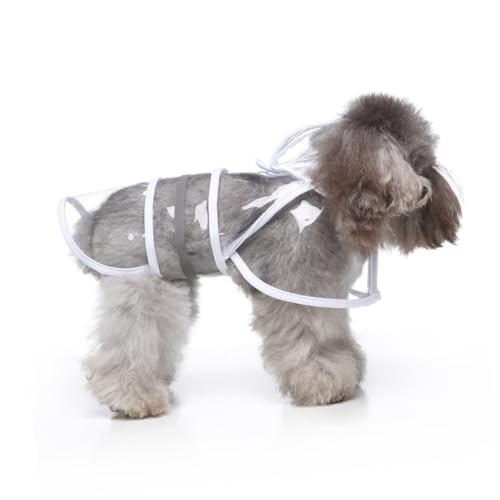 KOCKSHION Wasserdichter Hunderegenmantel mit Kapuze und Reflektierendem Sicherheitsstreifen Verstellbar für Große Hunde Bequemes Elastisches Material Weiß Sicher bei Nacht und Regen von KOCKSHION
