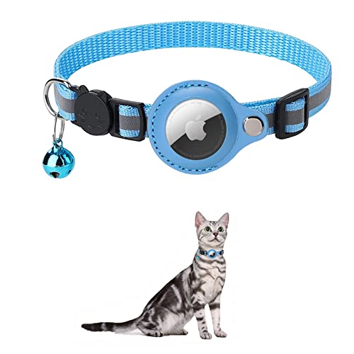 KOCNYDEY Reflektierendes AirTag Katzenhalsband, Anti-Lost Cat Tracker Halsband mit verstellbarem Halter & integrierter Glocke Apple Air Tag Katzenhalsband für Katzen kleine Hunde Welpen (Blau) KOCNYDEY Reflektierendes AirTag Katzenhalsband, Anti-Lost Cat Tracker Halsband mit verstellbarem Halter & integrierter Glocke Apple Air Tag Katzenhalsband für Katzen kleine Hunde Welpen (Blau) von KOCNYDEY